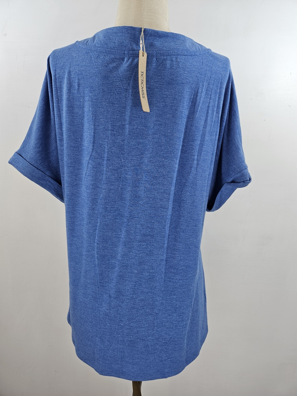 TICTICMISS V-Neck Button Front Blue Women's Top Size Medium - Picture 4 of 7
